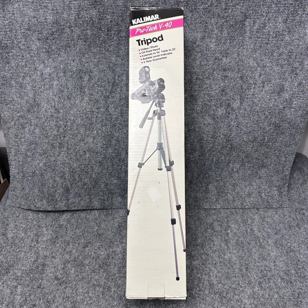 Kalimar Pro-Tech V-40 Tripod for Video Photo 56 inch Aluminum Fluid Head Bubble